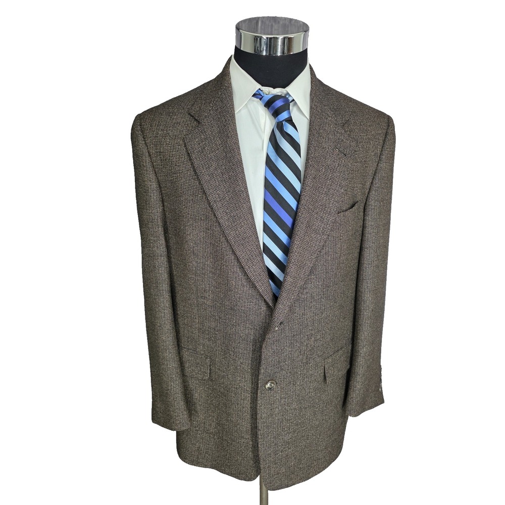 Hart Schaffner Marx Blazer Jacket Mens 42R Brown Sports Coat‎ 100% Wool Birdseye